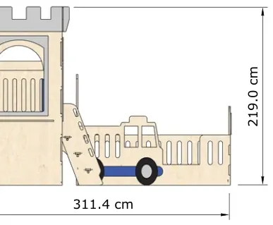 The playground seen from the front, 311.4 by 219.0 centimetres.