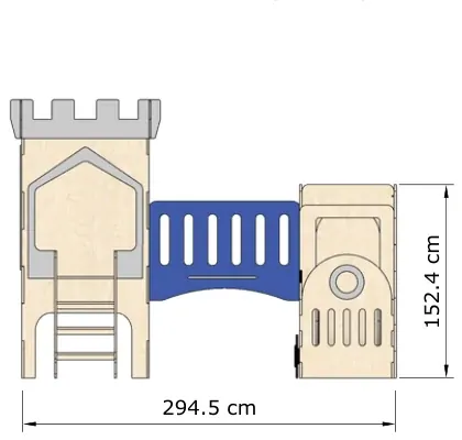 Seen from the right side, 294.5 by 152.4 centimetres.