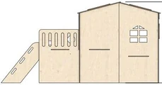 Back elevation of the structure on spec sheet page 17, as drawn in the PPT EDU SUPPLIES book.