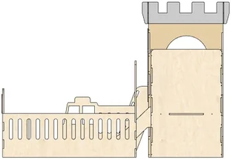 Back elevation of the structure on spec sheet page 20, as drawn in the PPT EDU SUPPLIES book.