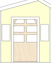 Back elevation of the structure on spec sheet page 24, as drawn in the PPT EDU SUPPLIES book.