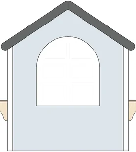 Back elevation of the structure on spec sheet page 25, as drawn in the PPT EDU SUPPLIES book.
