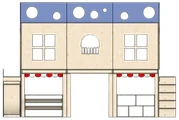 Back elevation of the structure on spec sheet page 30, as drawn in the PPT EDU SUPPLIES book.