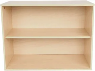 A low open birch box divided by one horizontal shelf into two long compartments.