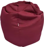 One large round bean bag in dark red.