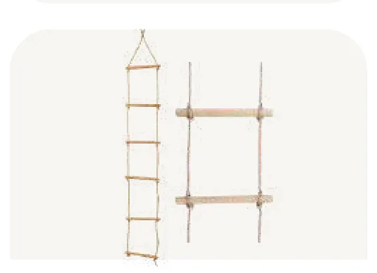 A ladder of flat wooden rungs strung on rope.