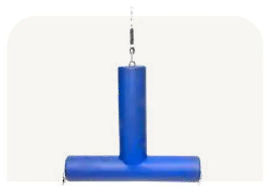 A blue padded T, upright post over a crossbar.