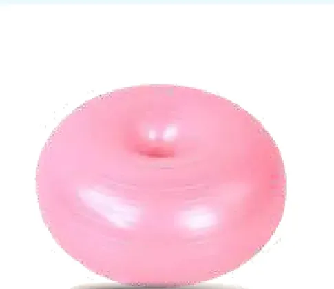 A pink inflatable ring with a raised centre.